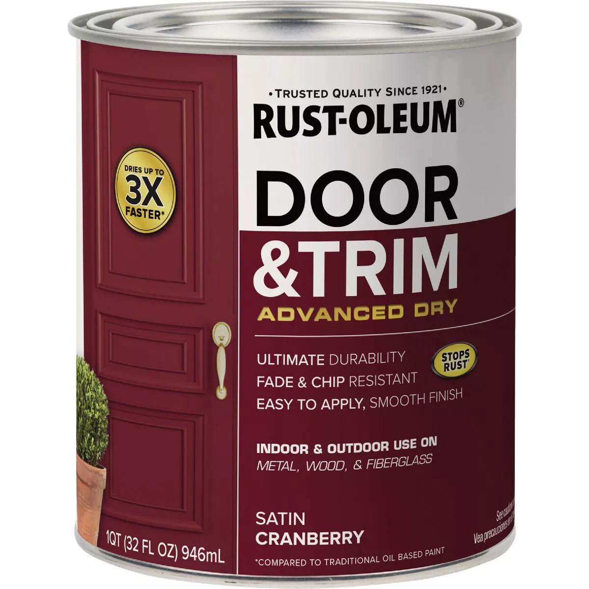 Rust-Oleum Stops Rust 1 Qt. Satin Cranberry Door and Trim Paint - photo 2