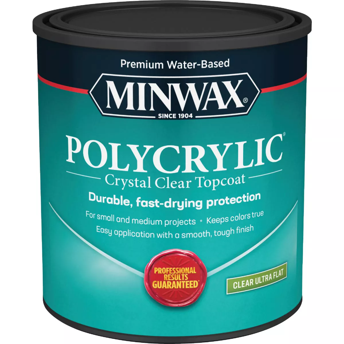 Minwax Polycrylic Clear Ultra Flat Protective Finish, 1 Qt.