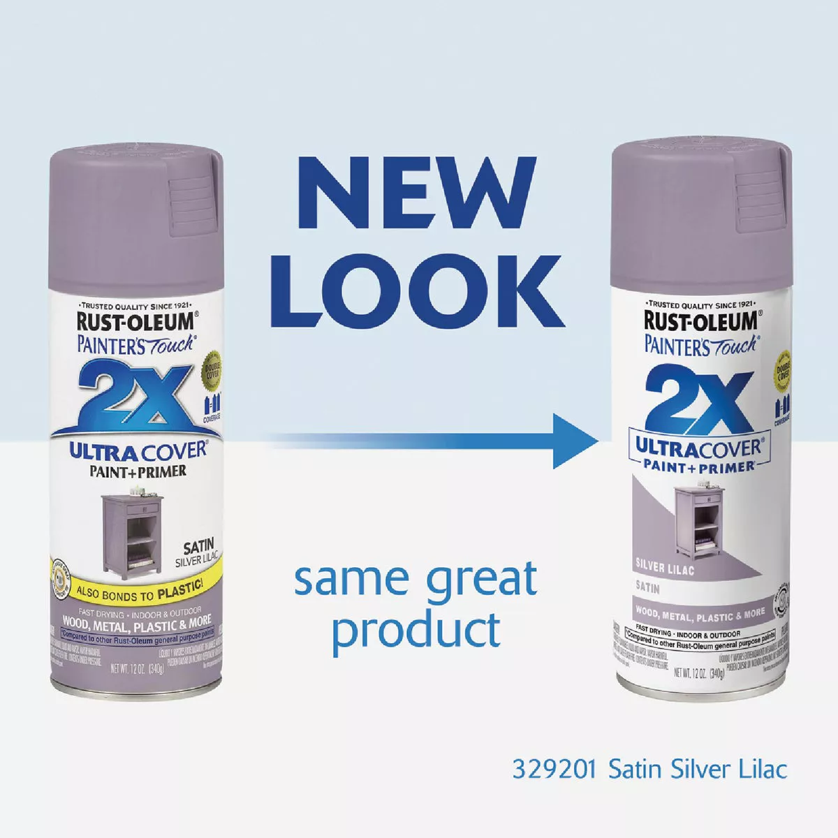 Rust-Oleum Painter's Touch 2X Ultra Cover 12 Oz. Satin Paint + Primer Spray Paint, Silver Lilac - photo 2
