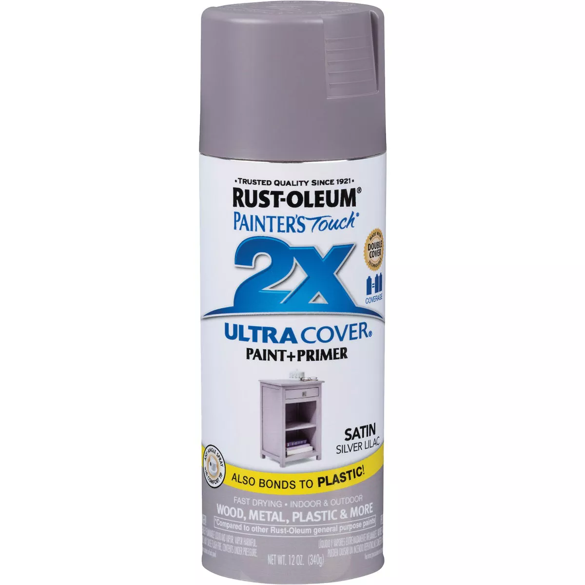 Rust-Oleum Painter's Touch 2X Ultra Cover 12 Oz. Satin Paint + Primer Spray Paint, Silver Lilac - photo 3