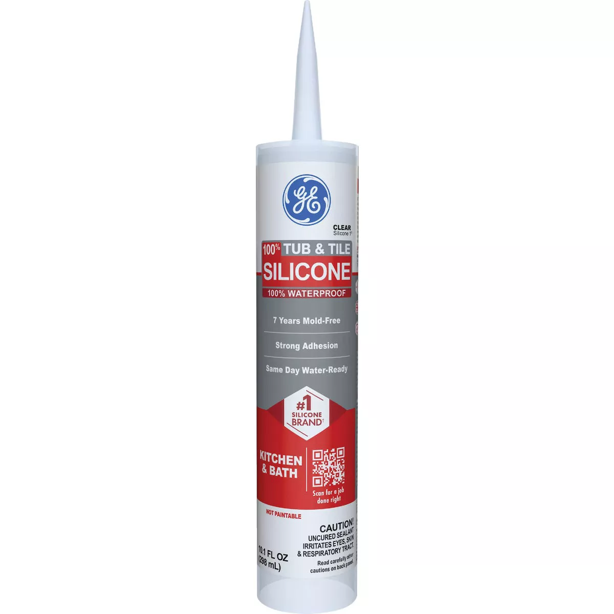 GE Silicone 1 Tub & Tile, Clear, 10.1 Oz. Cartridge