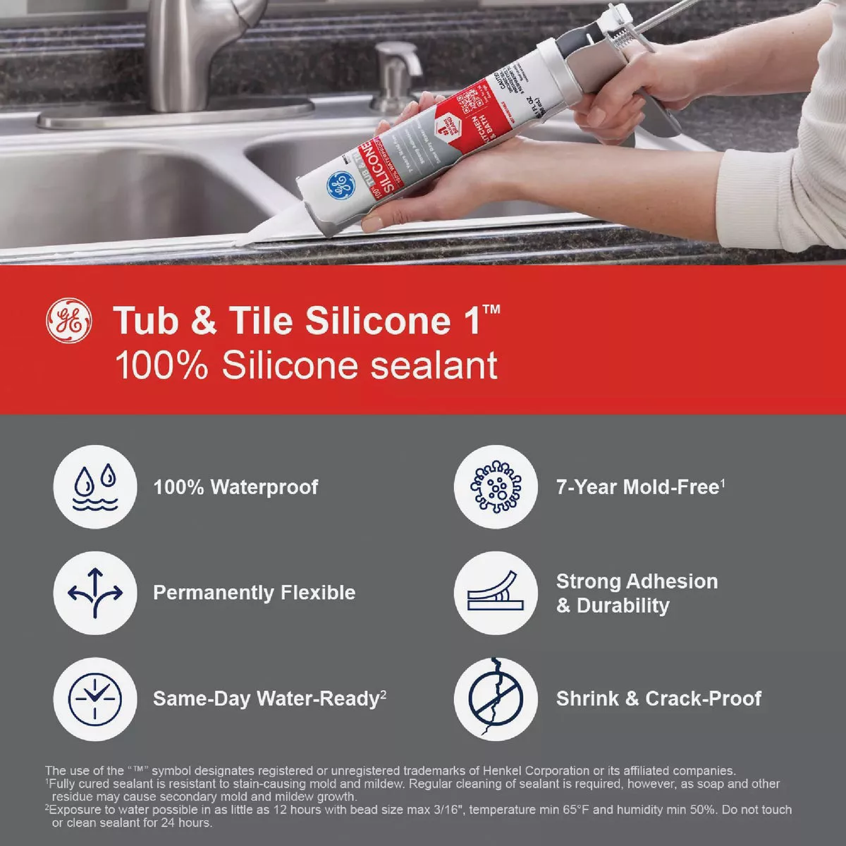 GE Silicone 1 Tub & Tile, Clear, 10.1 Oz. Cartridge - photo 5