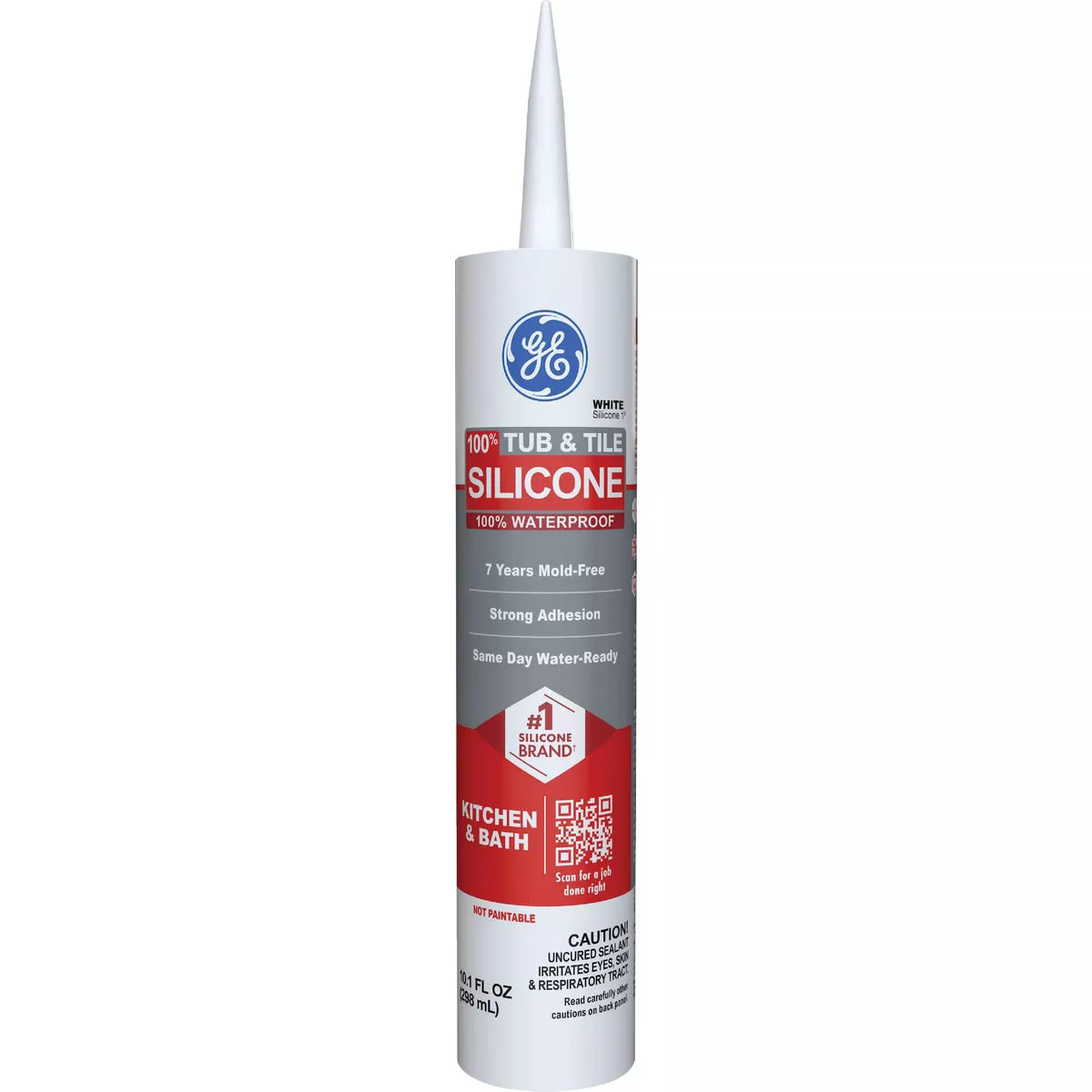 GE Silicone 1 Tub & Tile, White, 10.1 Oz. Cartridge