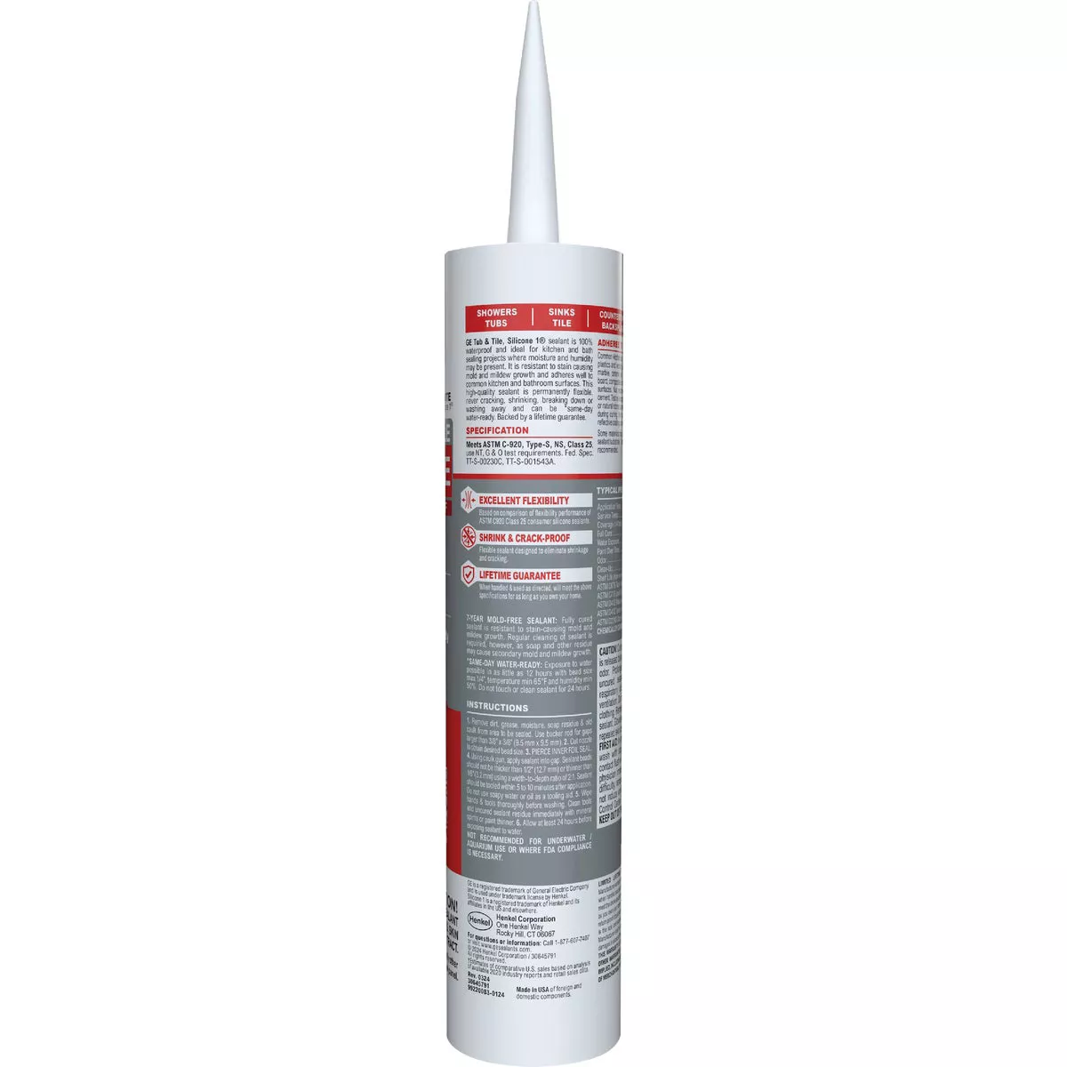 GE Silicone 1 Tub & Tile, White, 10.1 Oz. Cartridge - photo 2