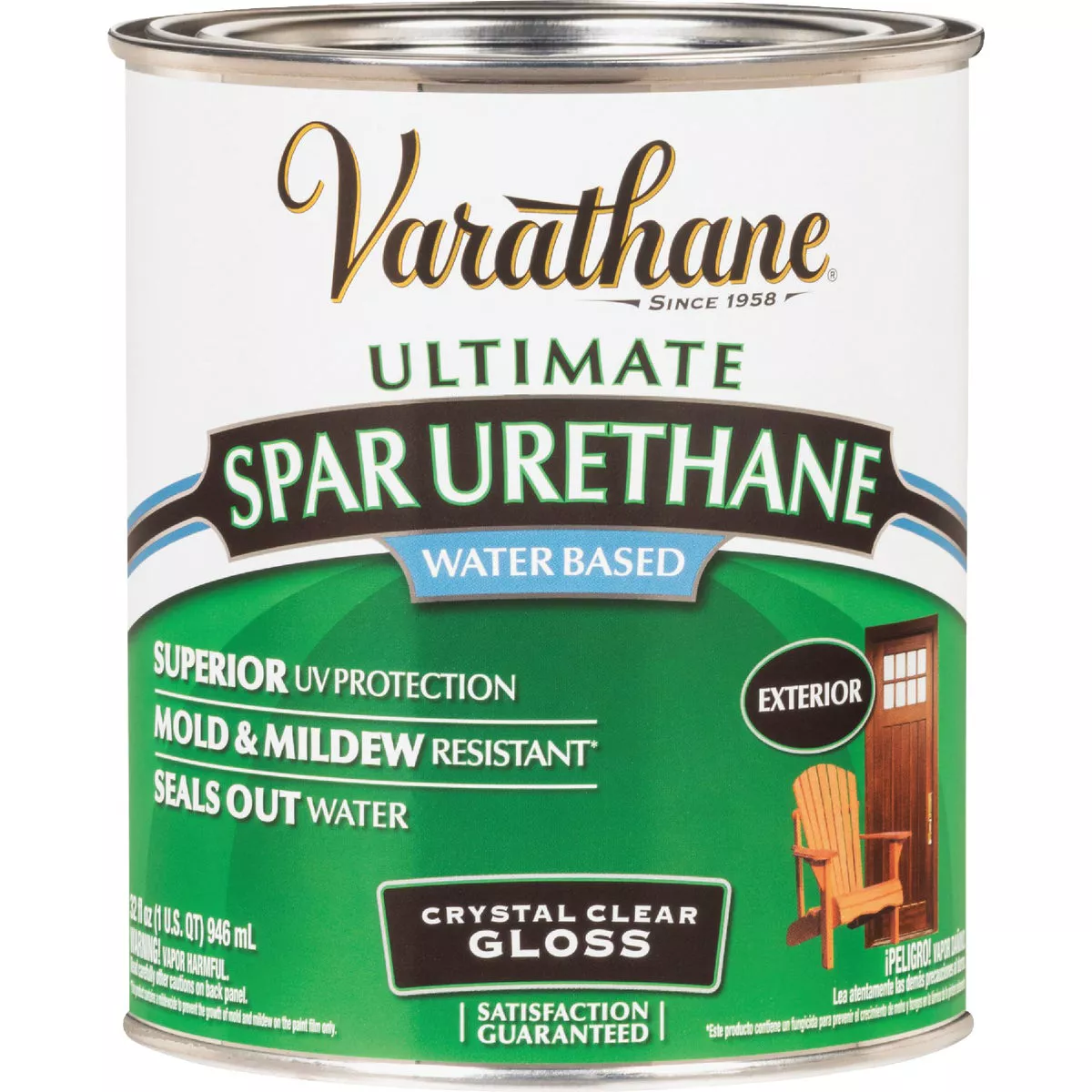 Varathane Gloss Clear Water Based Exterior Spar Urethane, 1 Qt. - photo 2