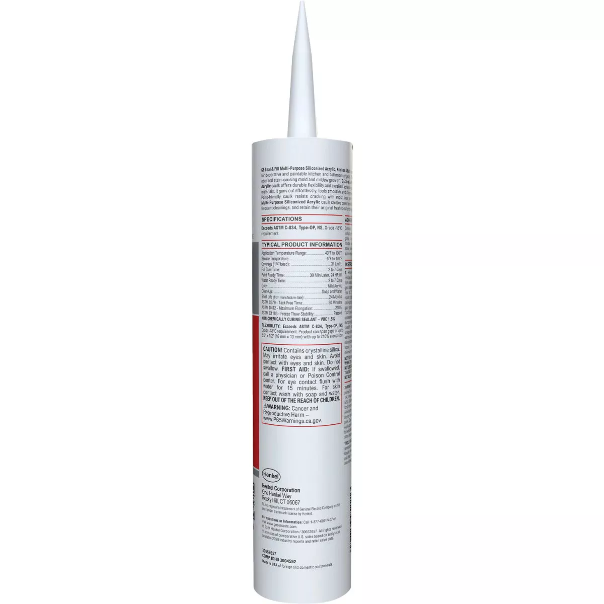 GE Siliconized Acrylic Multipurpose Kitchen & Bath Sealant, White, 10 Oz. Cartridge - photo 5
