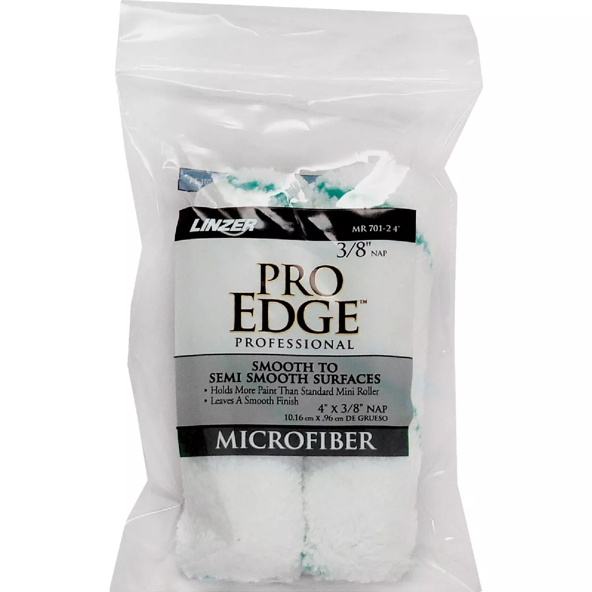 Linzer Pro Edge 4 In. x 3/8 In. Mini Microfiber Roller Cover (2-Pack)