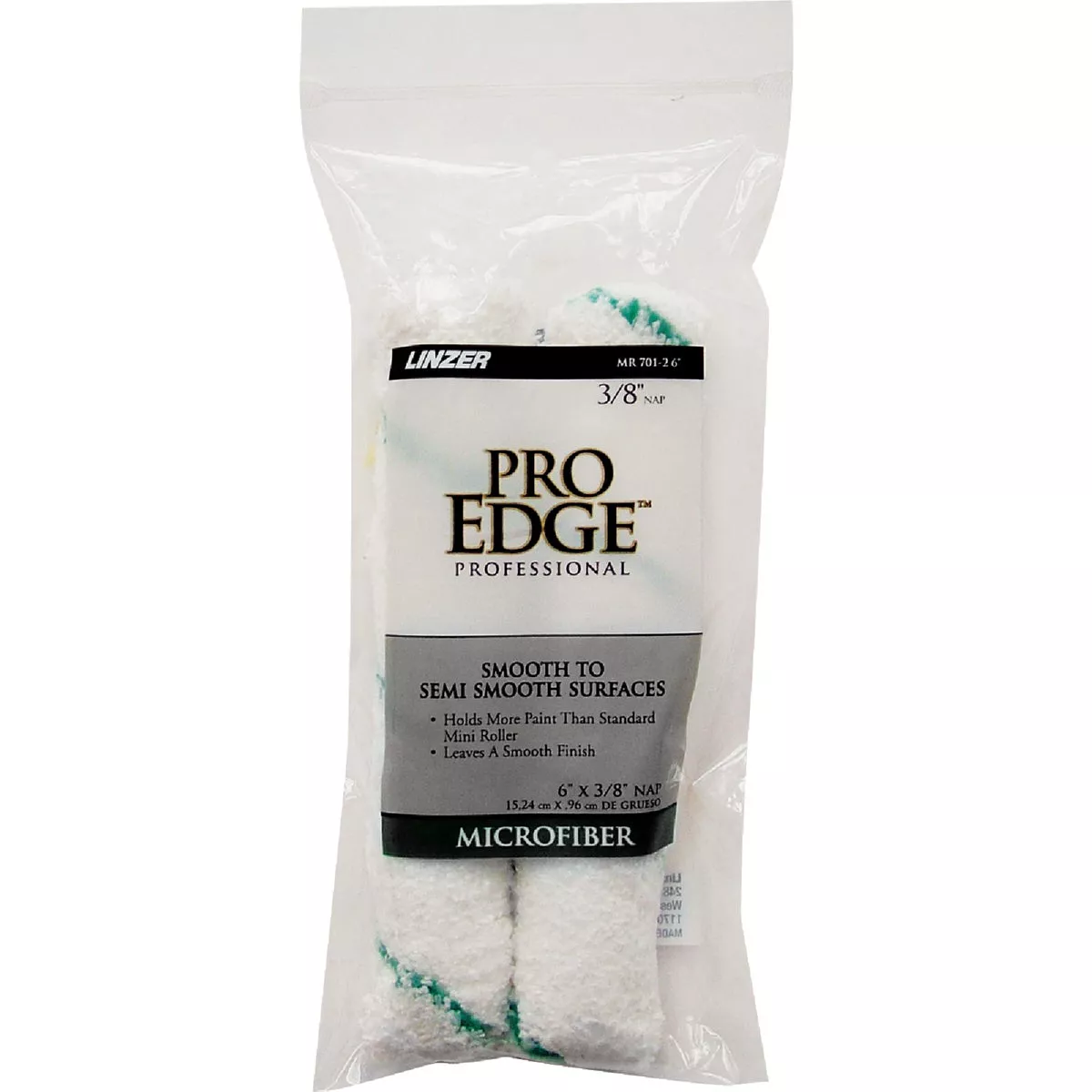 Linzer Pro Edge 6 In. x 3/8 In. Mini Microfiber Roller Cover (2-Pack)