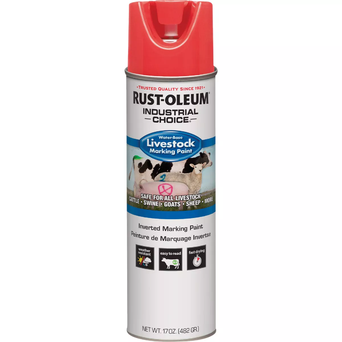 Rust-Oleum Industrial Choice 17 Oz. Fluorescent Red Livestock Marking Paint