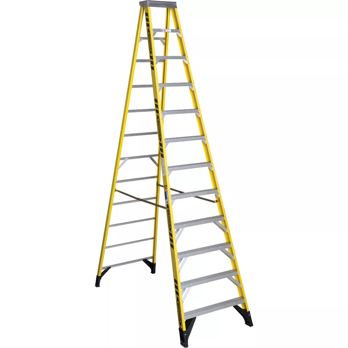 Werner 12 Ft. Fiberglass Step Ladder with 375 Lb. Load Capacity Type IAA Ladder Rating