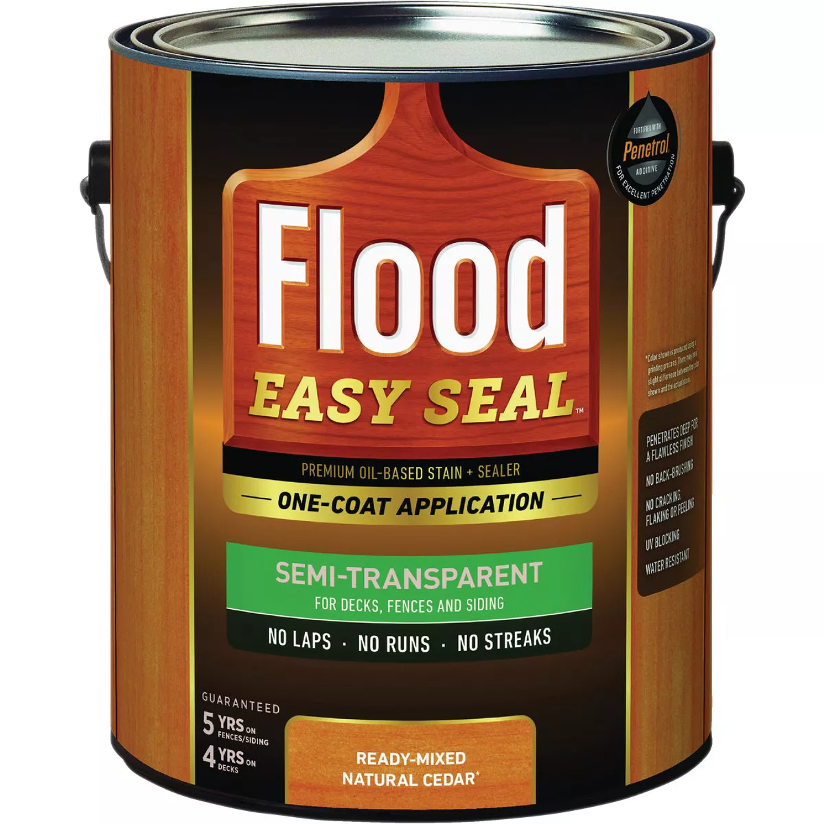 Flood Easy Seal Semi-Transparent Premium Oil-Based Wood Finish and Sealer, Natural Cedar, 1 Gal.