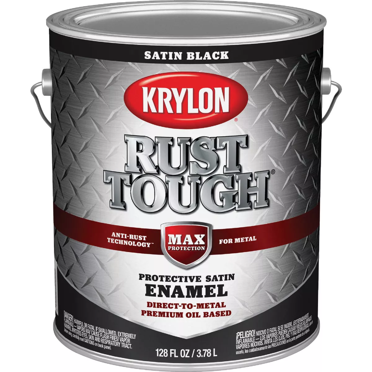 Krylon Rust Tough DTM Oil-Based Satin Rust Control Enamel, Black, 1 Gal.