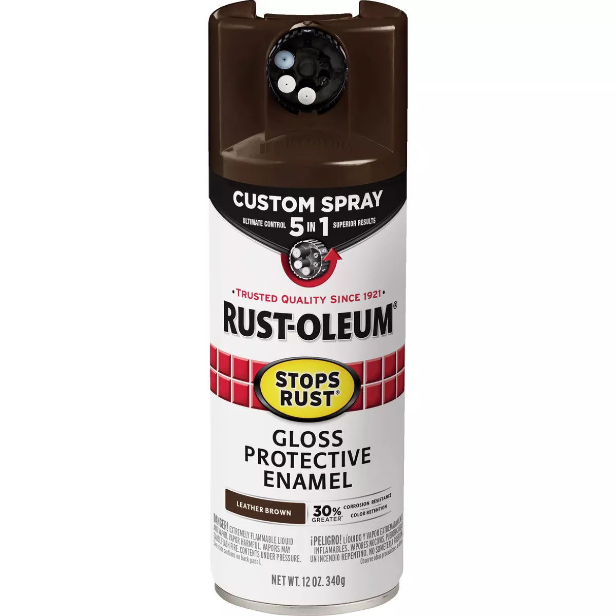Rust-Oleum Stops Rust 12 Oz. Custom Spray 5 in 1 Gloss Spray Paint, Leather Brown - photo 2