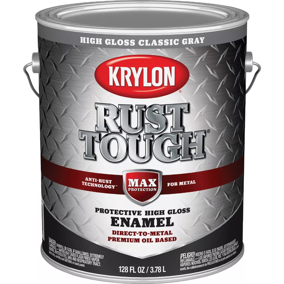 Krylon Rust Tough DTM Oil-Based Gloss Rust Control Enamel, Gray, 1 Gal.