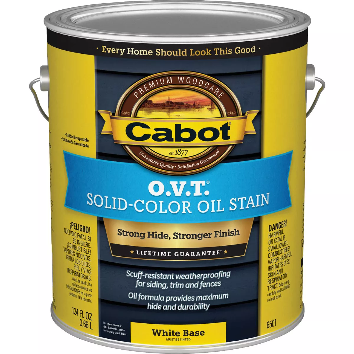 Cabot O.V.T. Solid Color Oil Exterior Stain, 6501 White Base, 1 Gal.