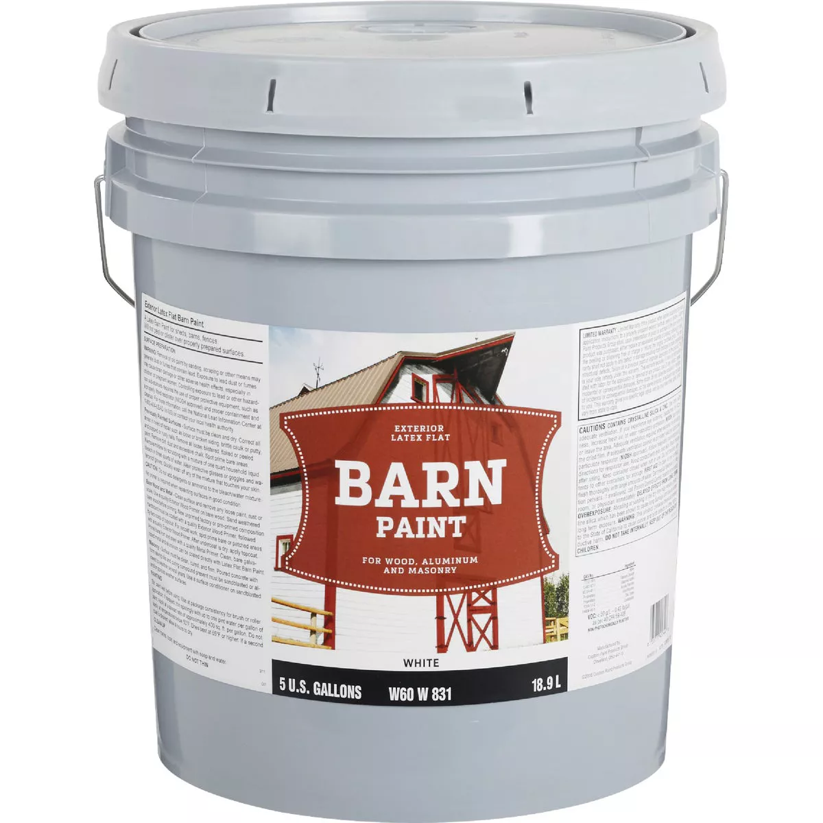Do it Best Latex Flat Exterior Barn Paint, White, 5 Gal.