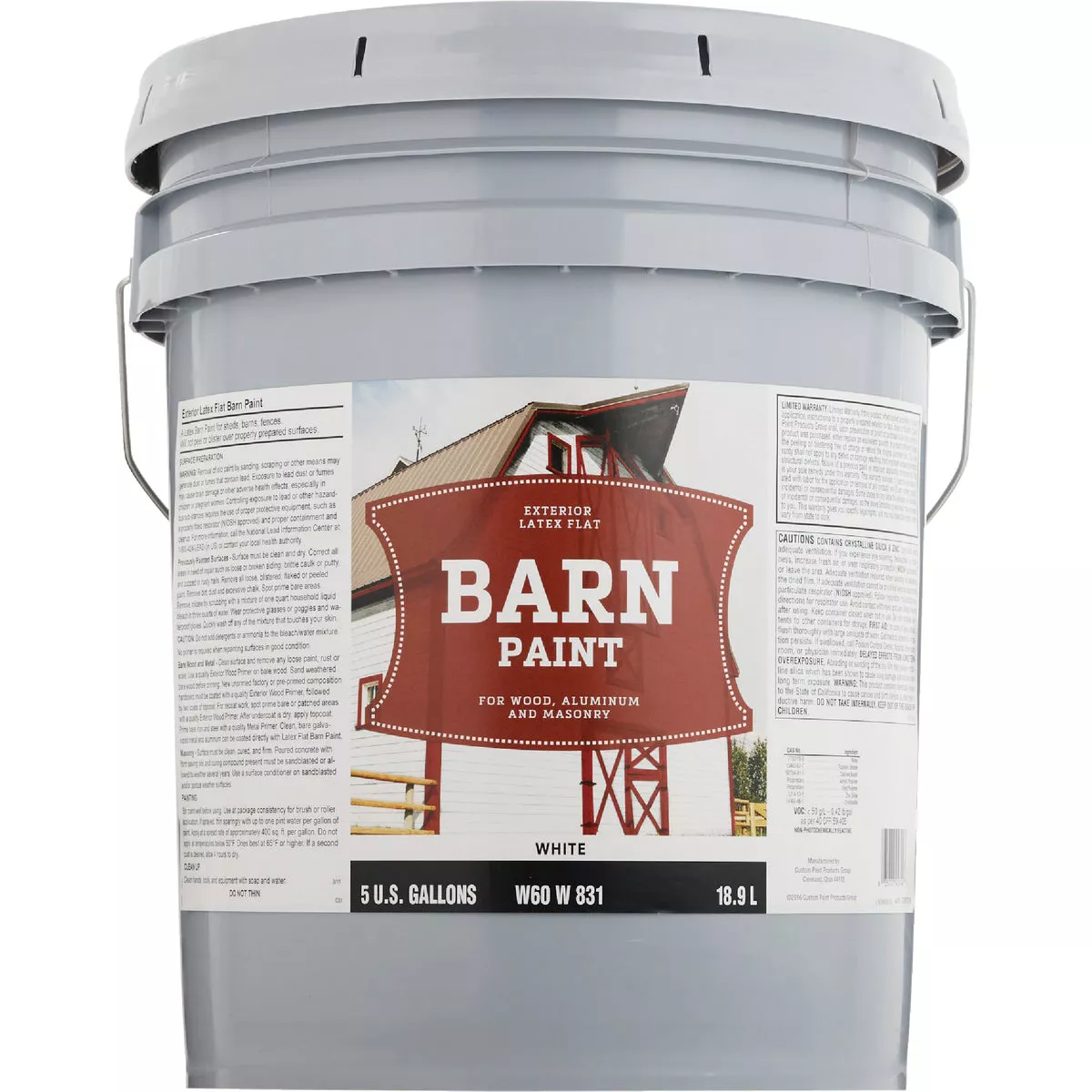 Do it Best Latex Flat Exterior Barn Paint, White, 5 Gal. - photo 2