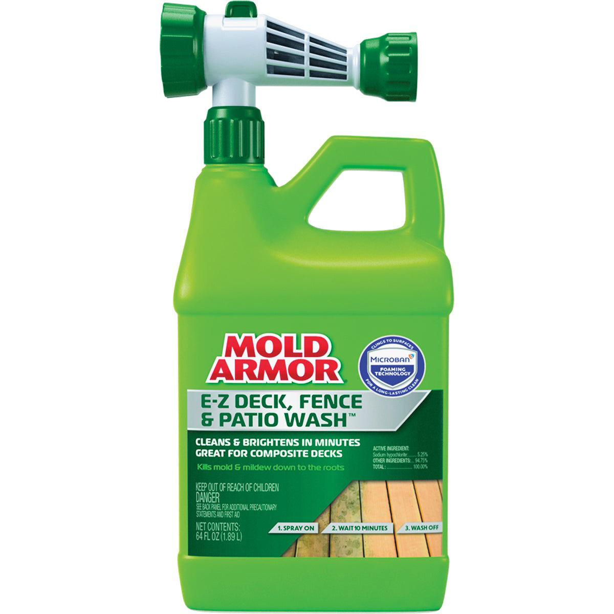 Mold Armor EZ Deck, Fence & Patio Wash with Microban, 64 Oz. Hose End