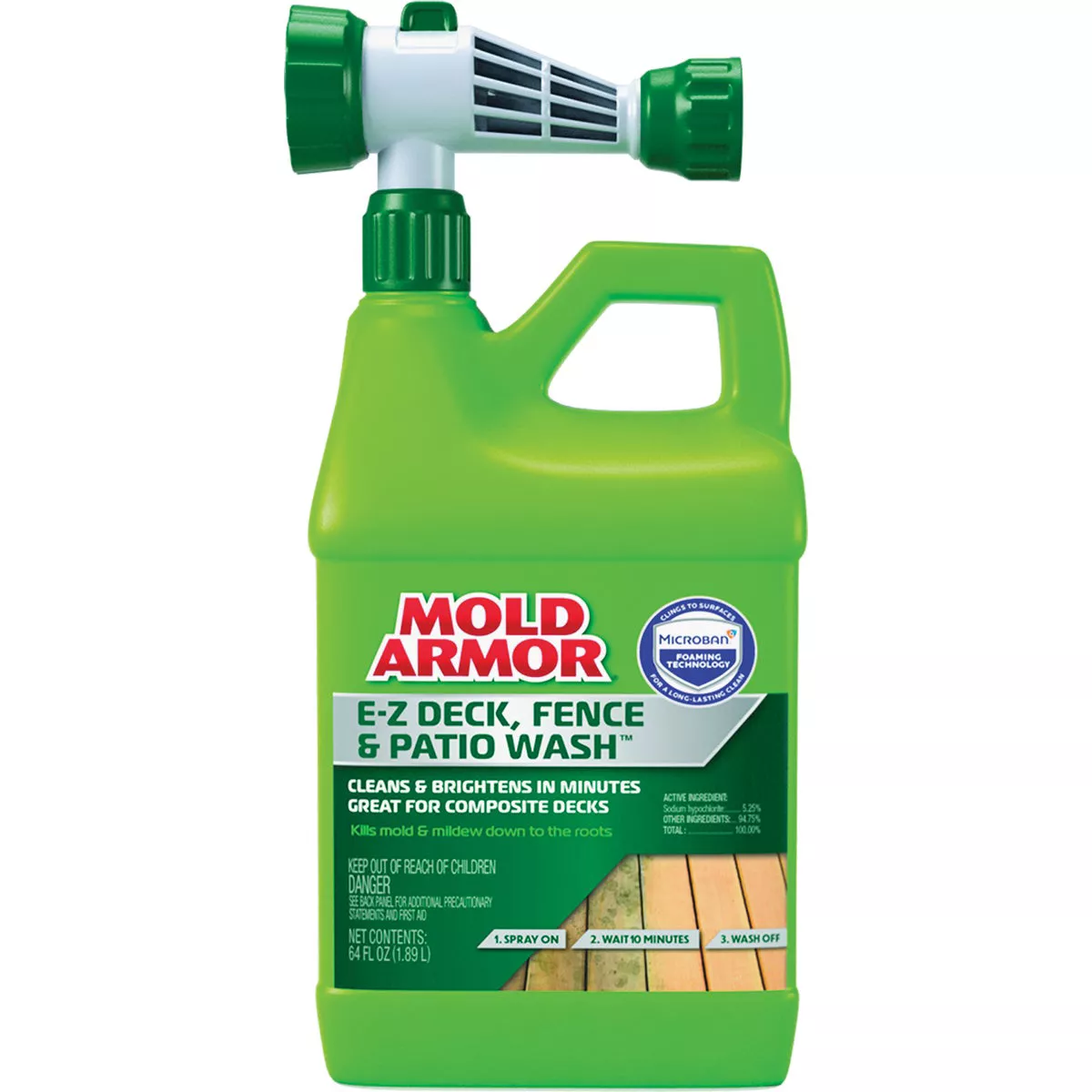 Mold Armor E-Z Deck, Fence & Patio Wash with Microban, 64 Oz. Hose End