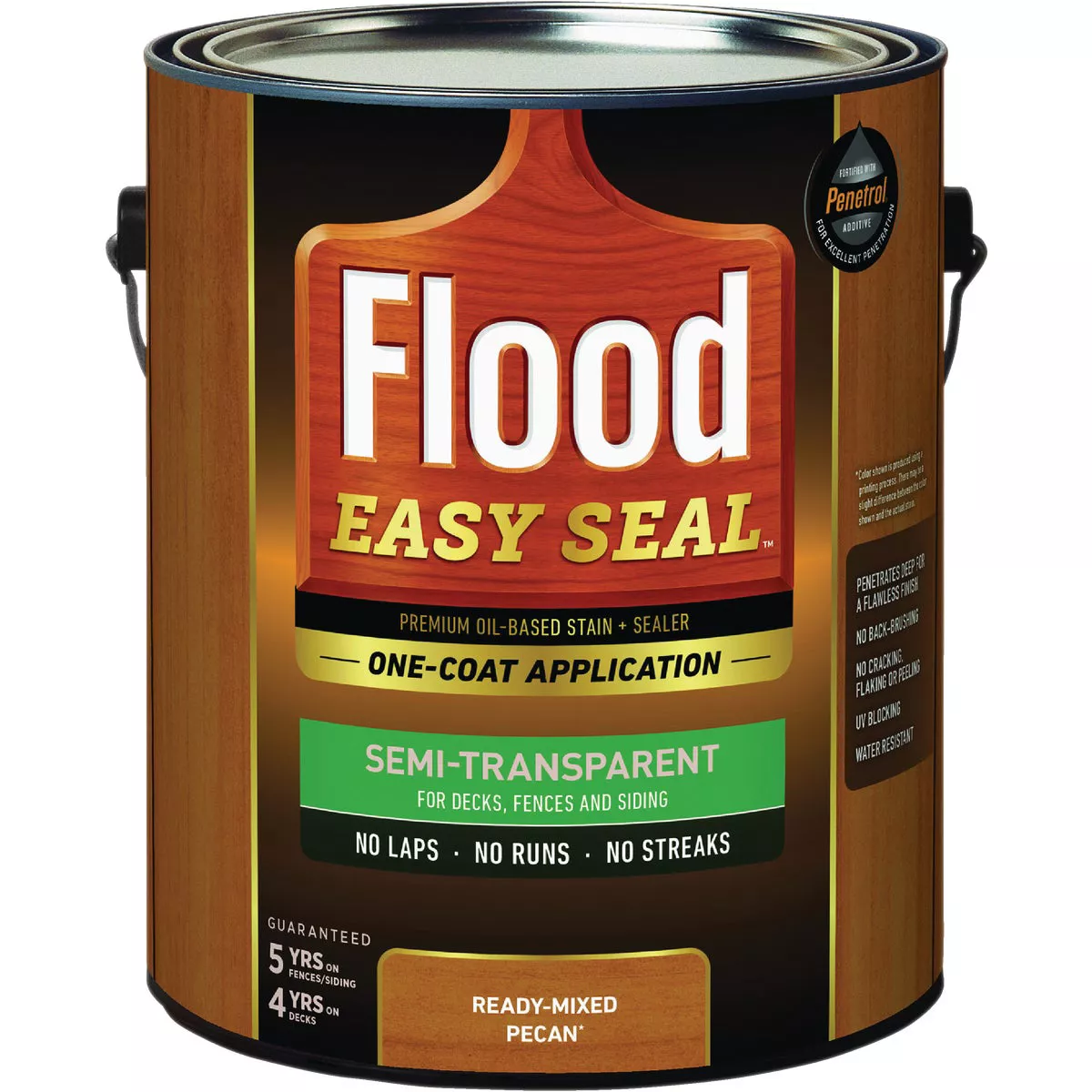 Flood Easy Seal Semi-Transparent Premium Oil-Based Wood Finish and Sealer, Pecan, 1 Gal.