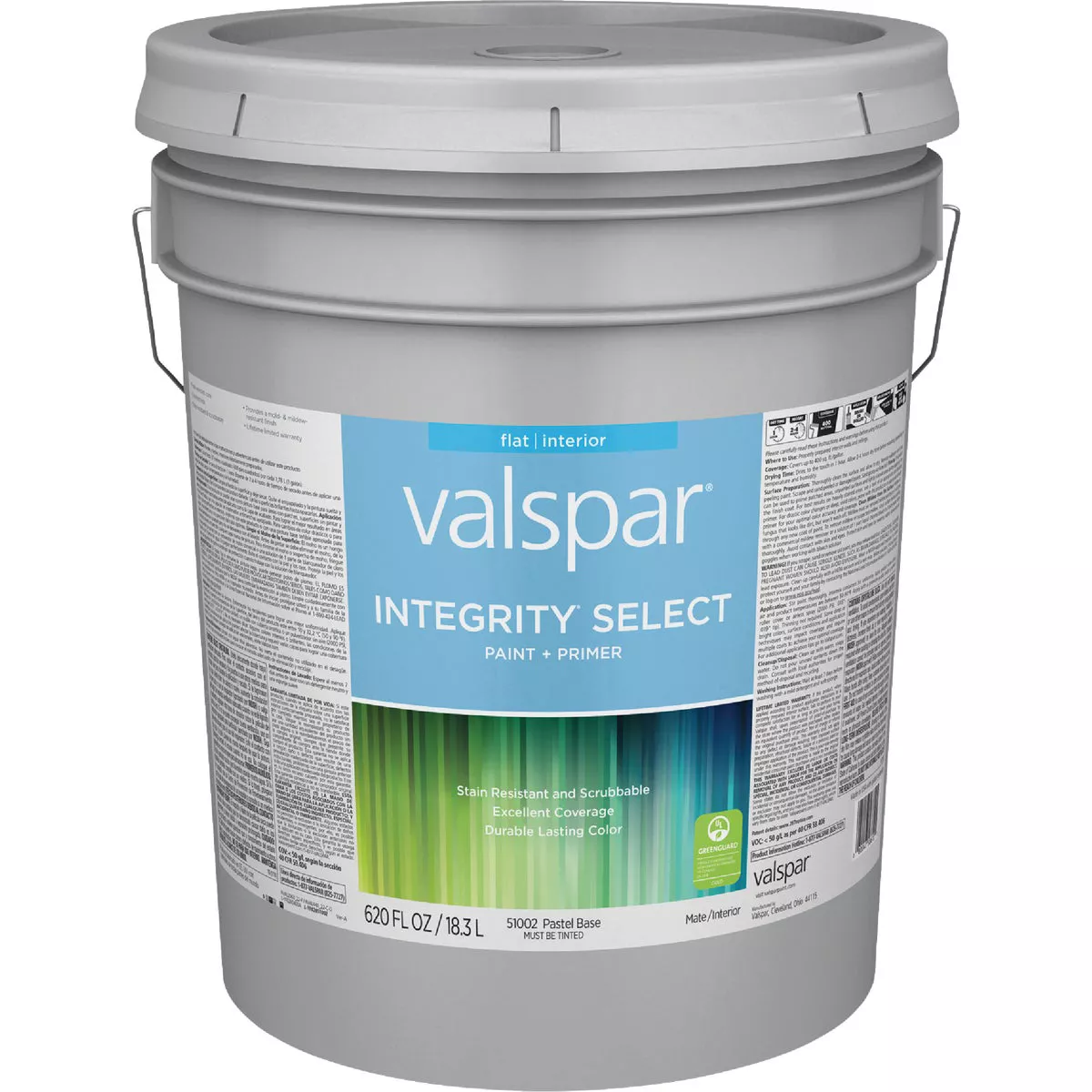 Valspar Integrity Select Paint & Primer Flat Interior Paint, Pastel Base, 5 Gal.