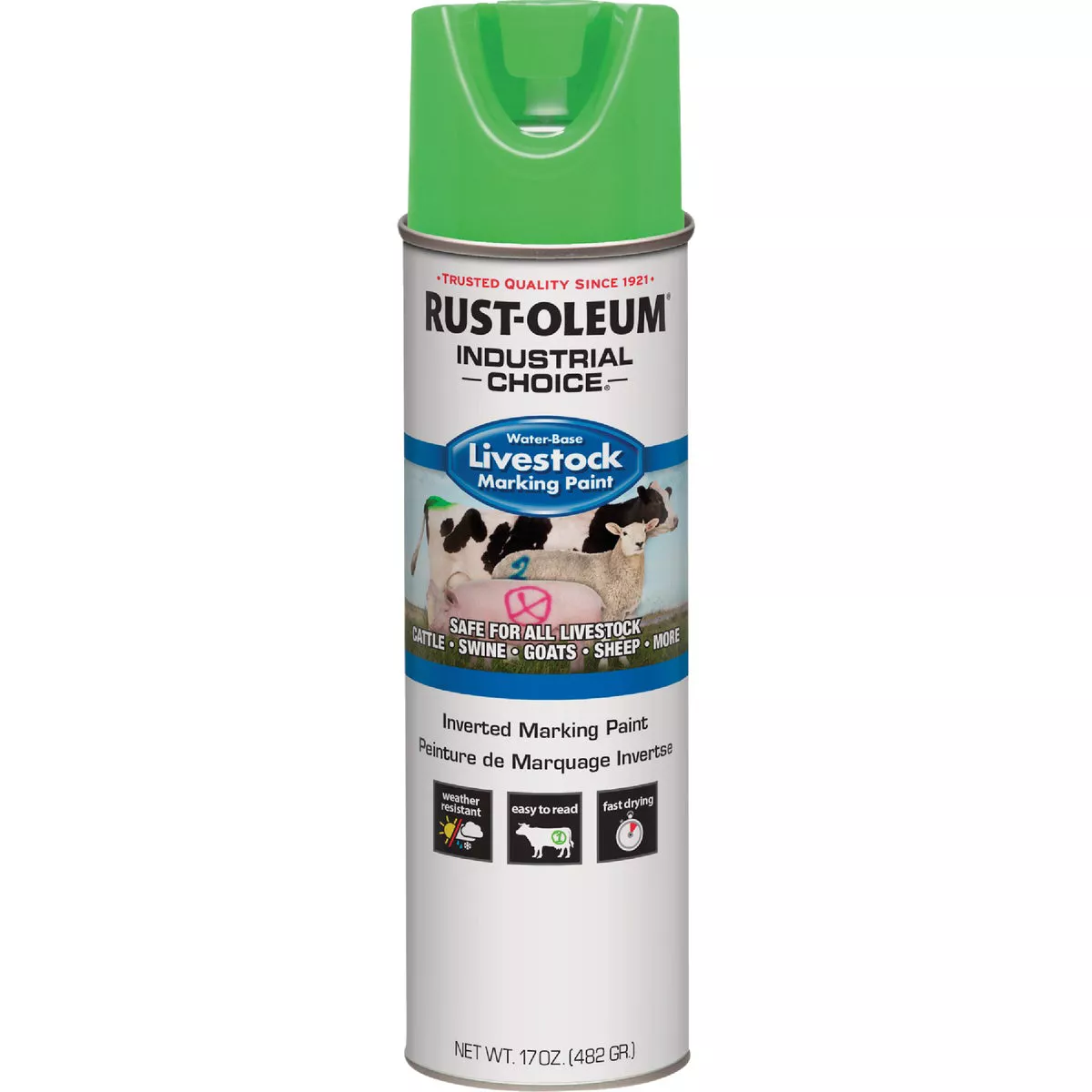 Rust-Oleum Industrial Choice 17 Oz. Fluorescent Green Livestock Marking Paint