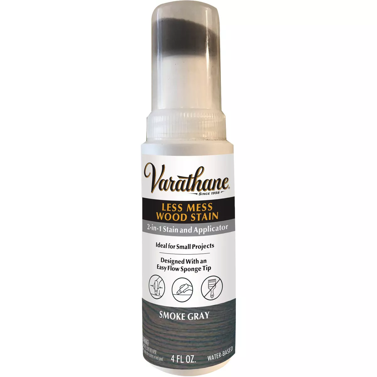 Varathane Less Mess Smoke Gray Water-Based Interior Wood Stain, 4 Oz.