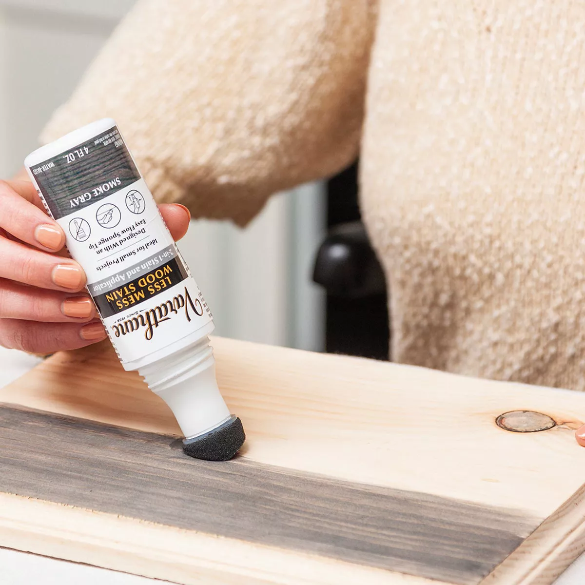 Varathane Less Mess Smoke Gray Water-Based Interior Wood Stain, 4 Oz. - photo 2