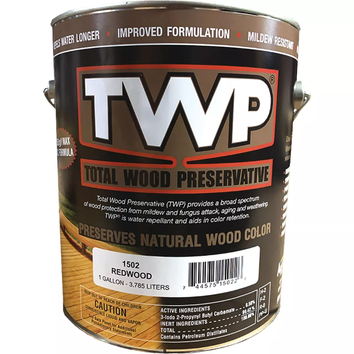 TWP 1500 Series Low VOC Wood Preservative Deck Stain, Redwood, 1 Gal.