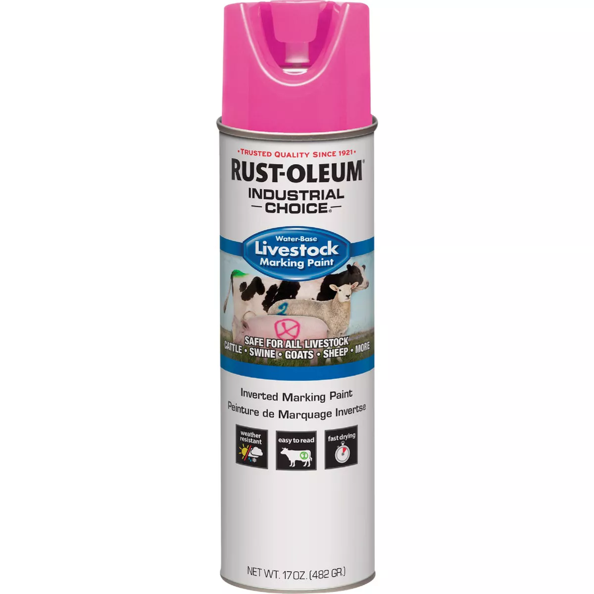 Rust-Oleum Industrial Choice 17 Oz. Fluorescent Pink Livestock Marking Paint