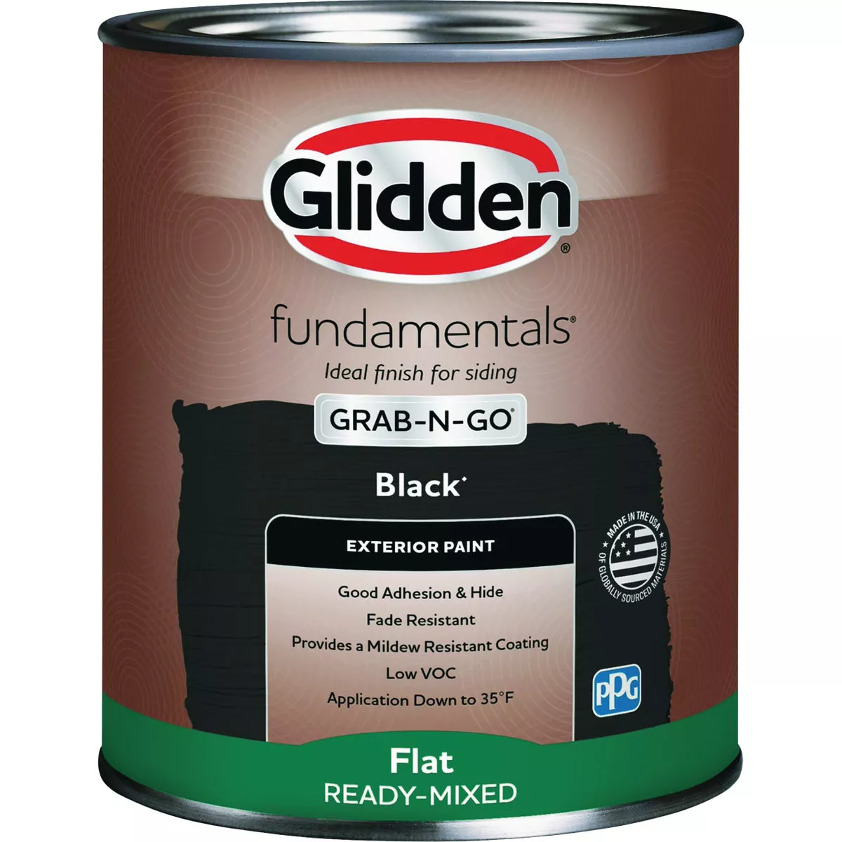 Glidden Fundamentals Exterior Grab-N-Go Black Flat Quart