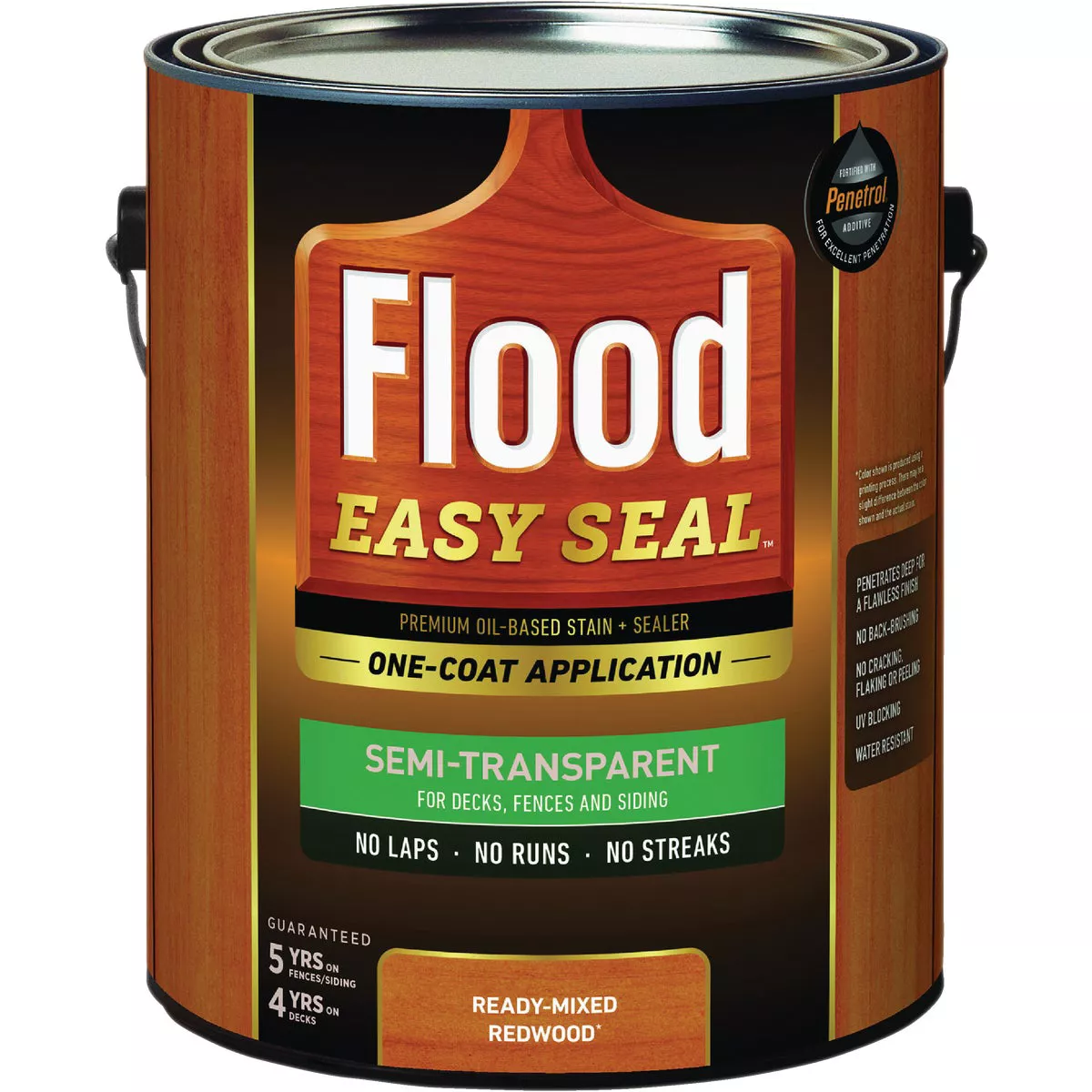 Flood Easy Seal Semi-Transparent Premium Oil-Based Wood Finish and Sealer, Redwood, 1 Gal.