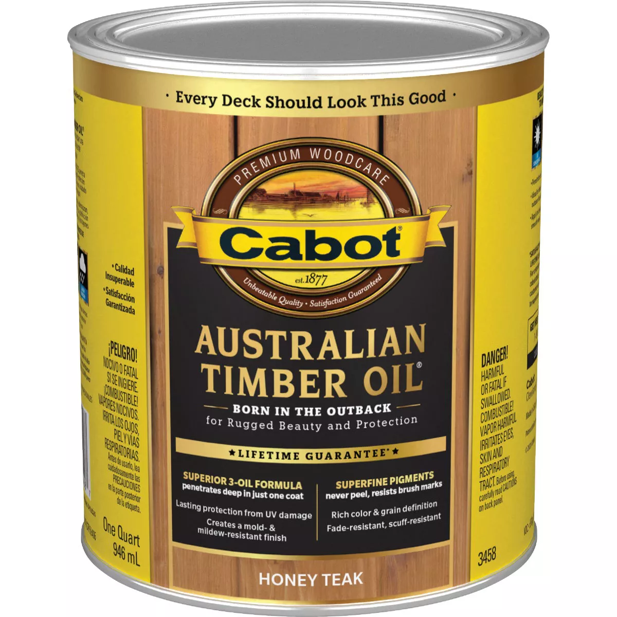 Cabot Australian Timber Oil, Honey Teak, 1 Qt. - photo 2