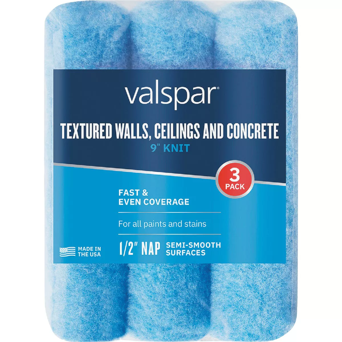 Valspar 9 In. x 1/2 In. Knit Textured Walls, Concrete & Decks Roller Covers (3-Pack)