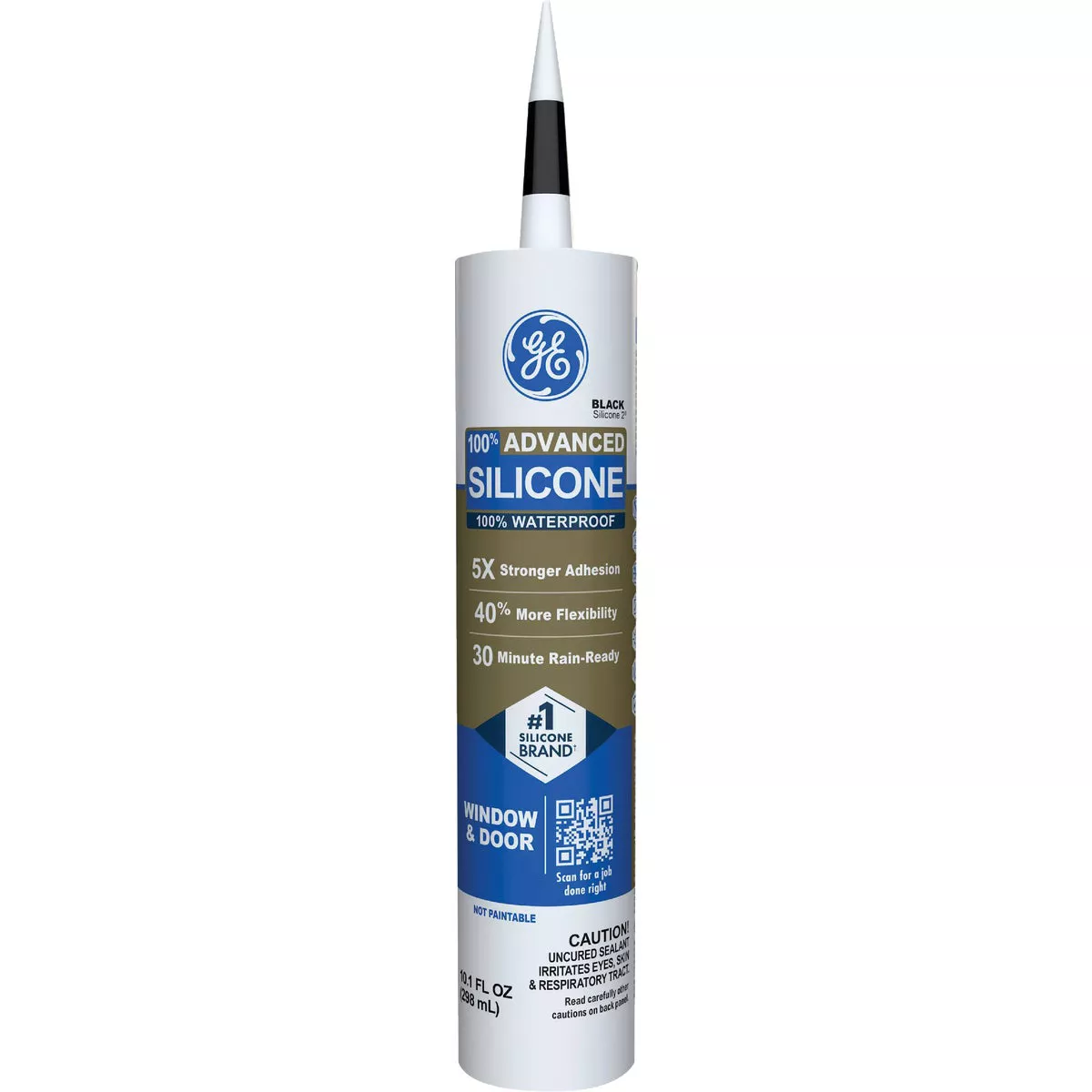 GE Advanced Silicone Window & Door Sealant, Black, 10.1 Oz. Cartridge