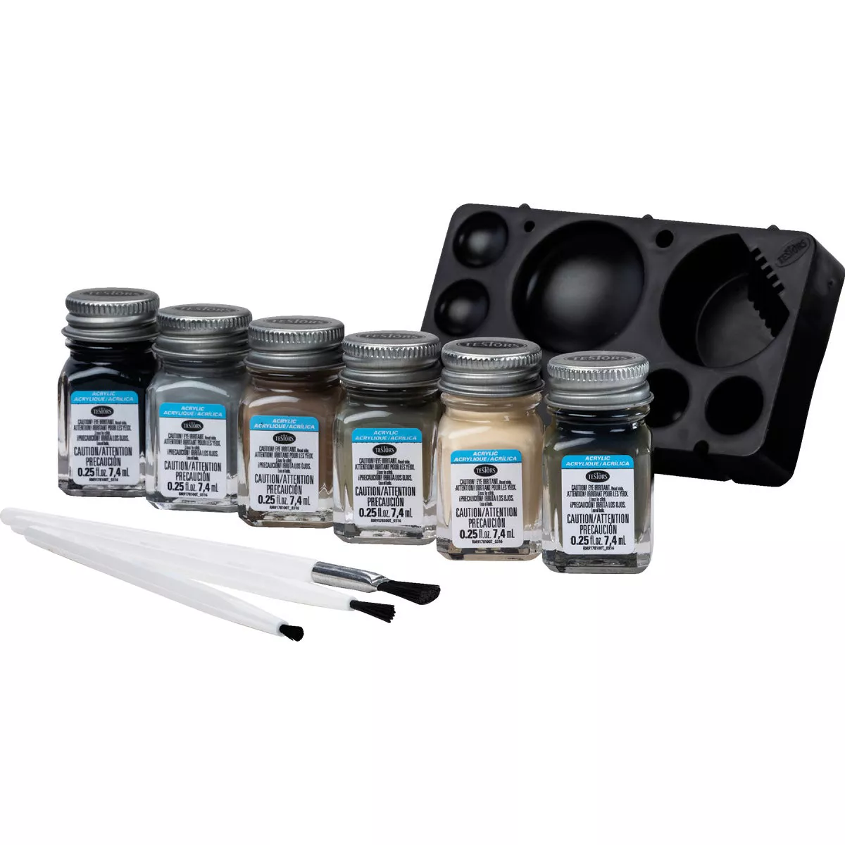 Testors Acrylic Paint Set (Black, Gray, Dark Tan, Olive, Green, Tan) - photo 3