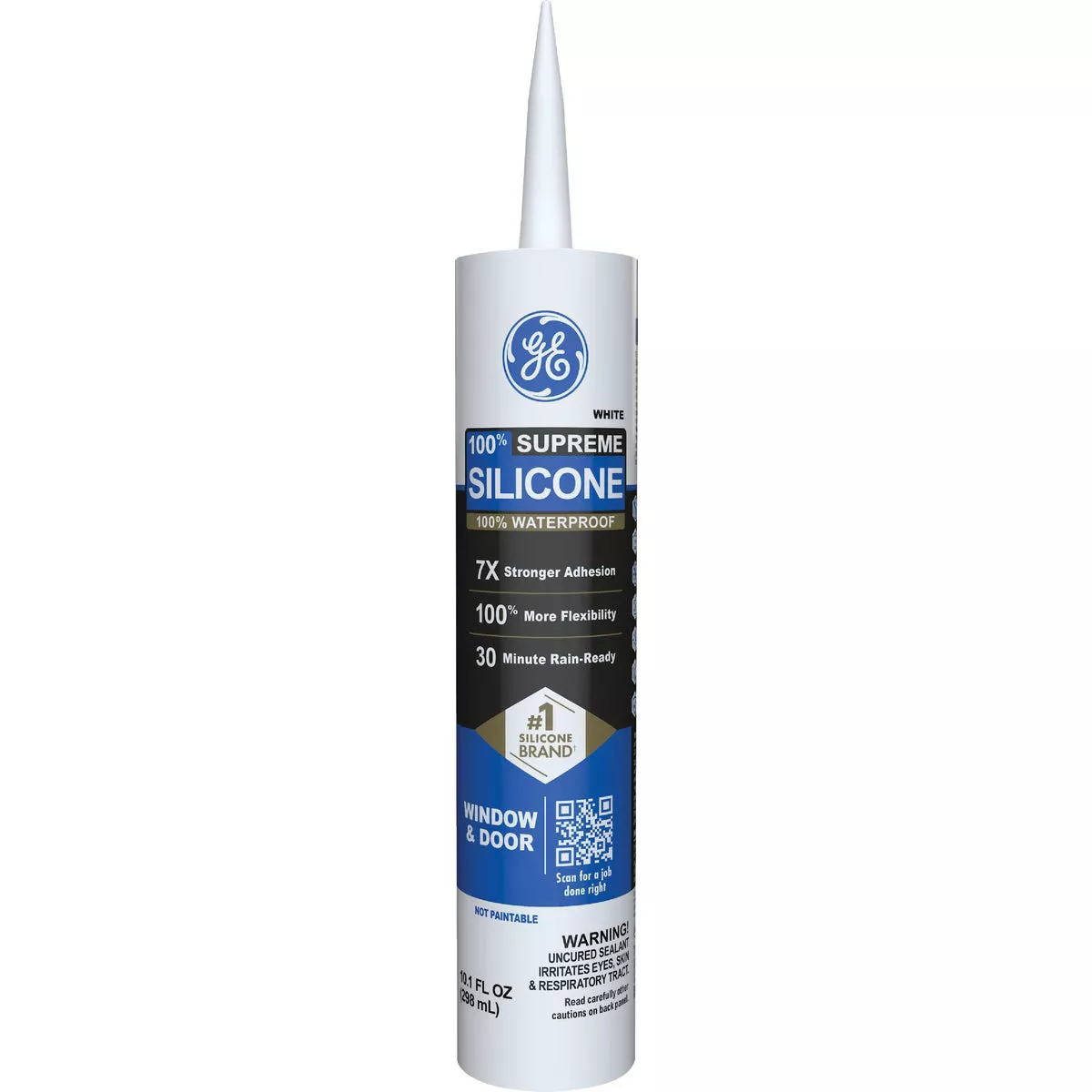 GE Supreme Silicone Window & Door Sealant, White, 10.1 Oz. Cartridge