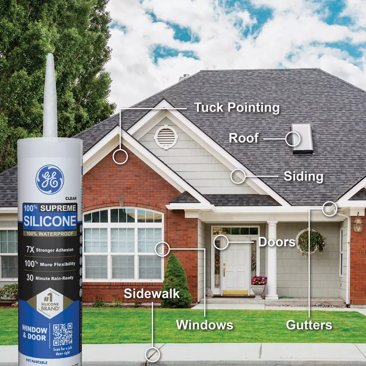 GE Supreme Silicone Window & Door Sealant, White, 10.1 Oz. Cartridge - photo 3