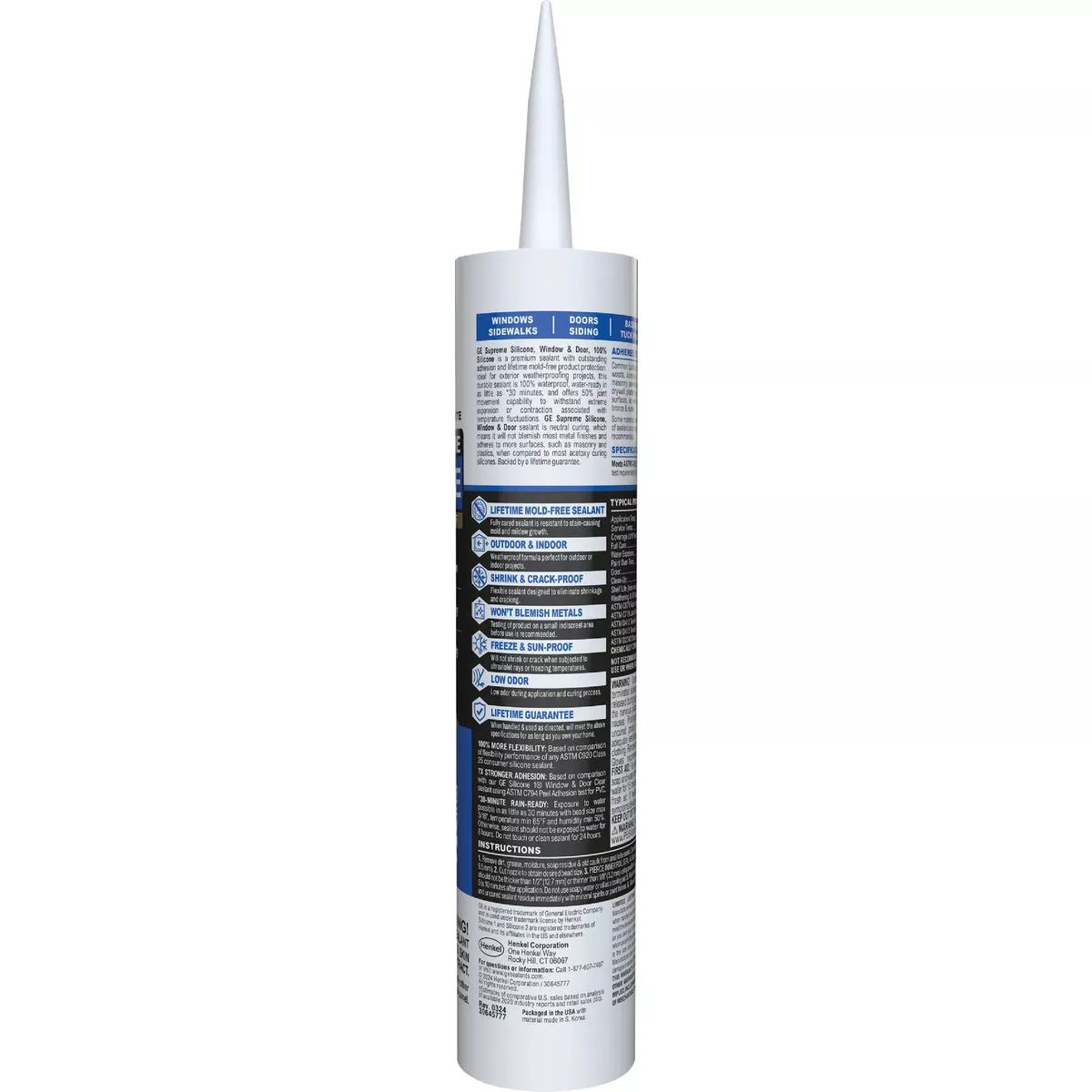 GE Supreme Silicone Window & Door Sealant, White, 10.1 Oz. Cartridge - photo 5
