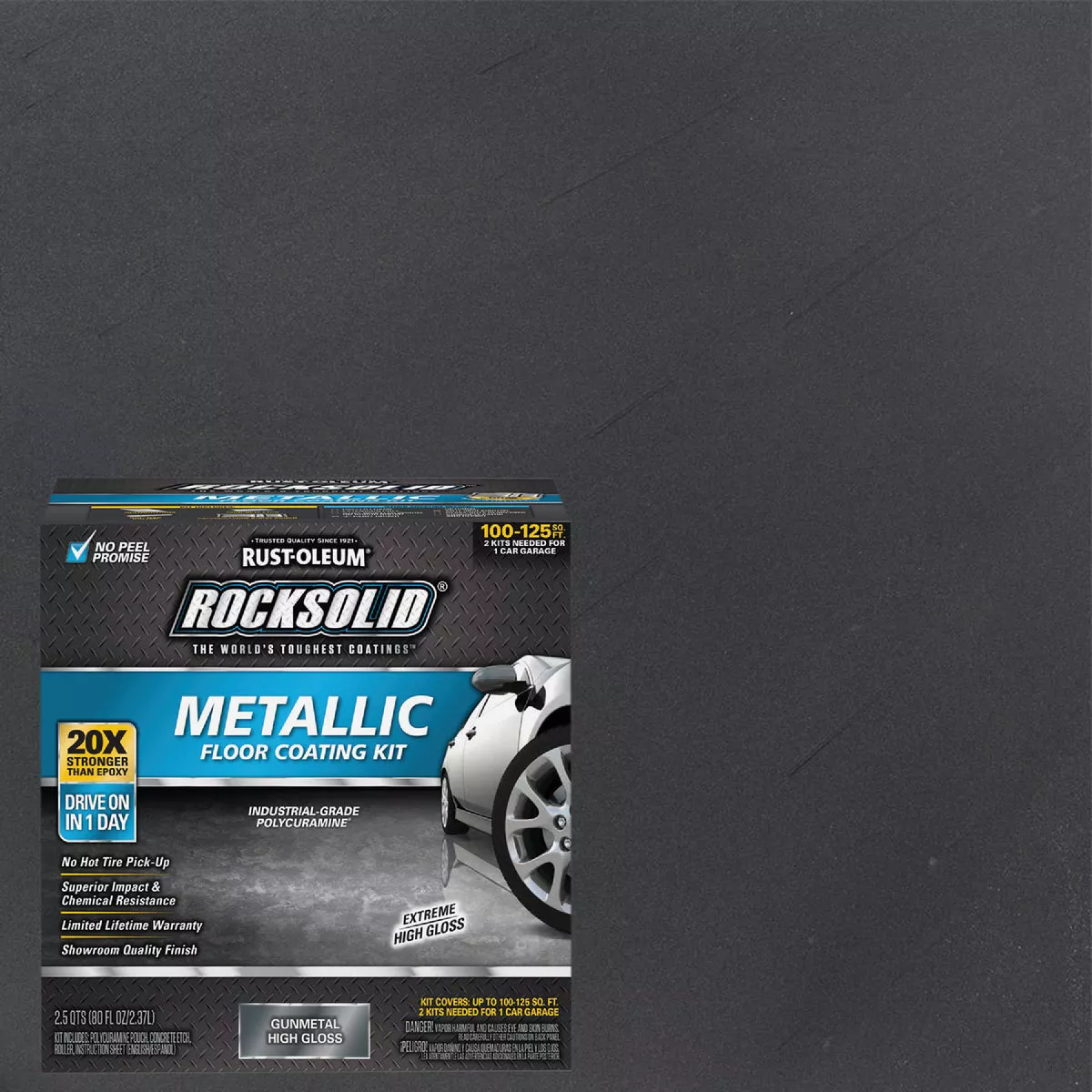Rust-Oleum RockSolid Metallic Floor Coating Kit, Gunmetal, 70 Oz.