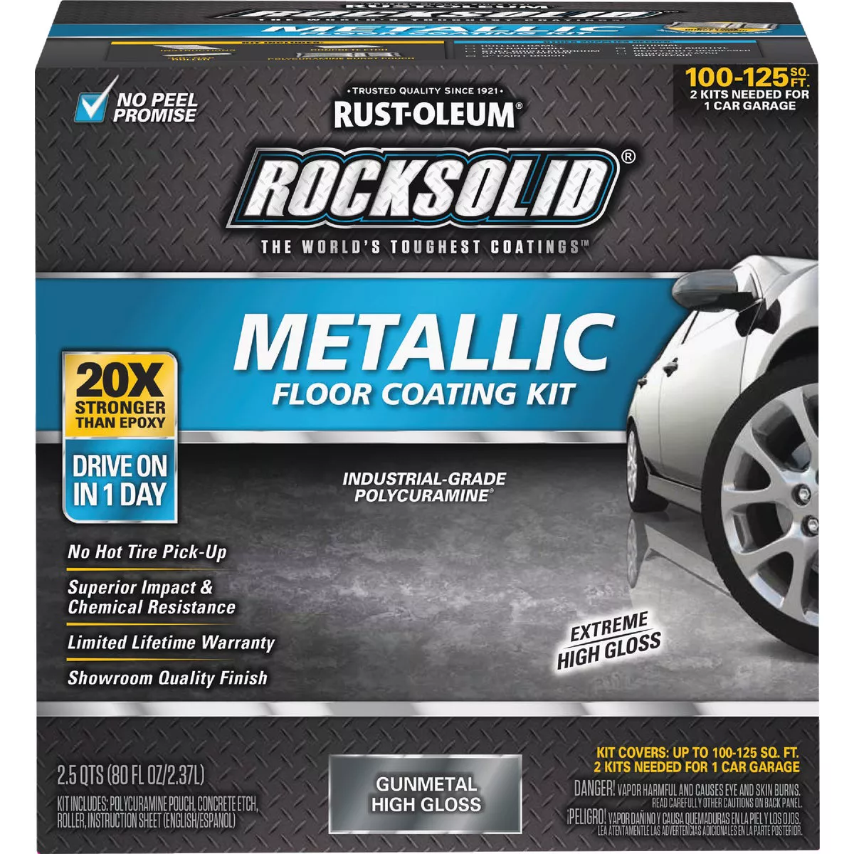 Rust-Oleum RockSolid Metallic Floor Coating Kit, Gunmetal, 70 Oz. - photo 2