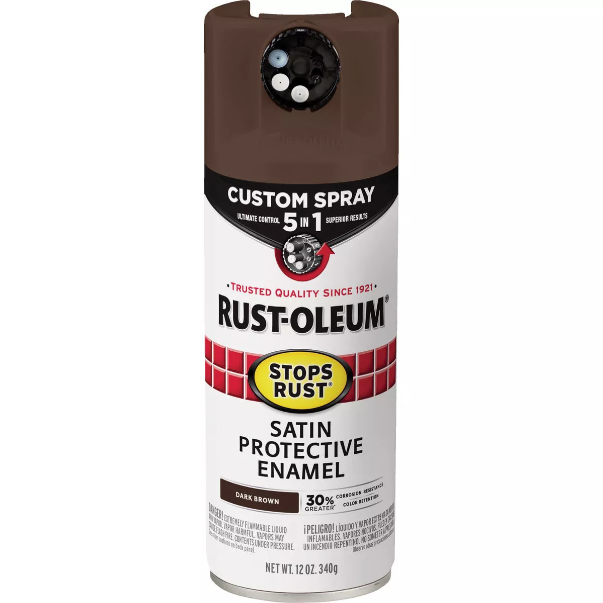 Rust-Oleum Stops Rust 12 Oz. Custom Spray 5 in 1 Satin Spray Paint, Dark Brown - photo 2