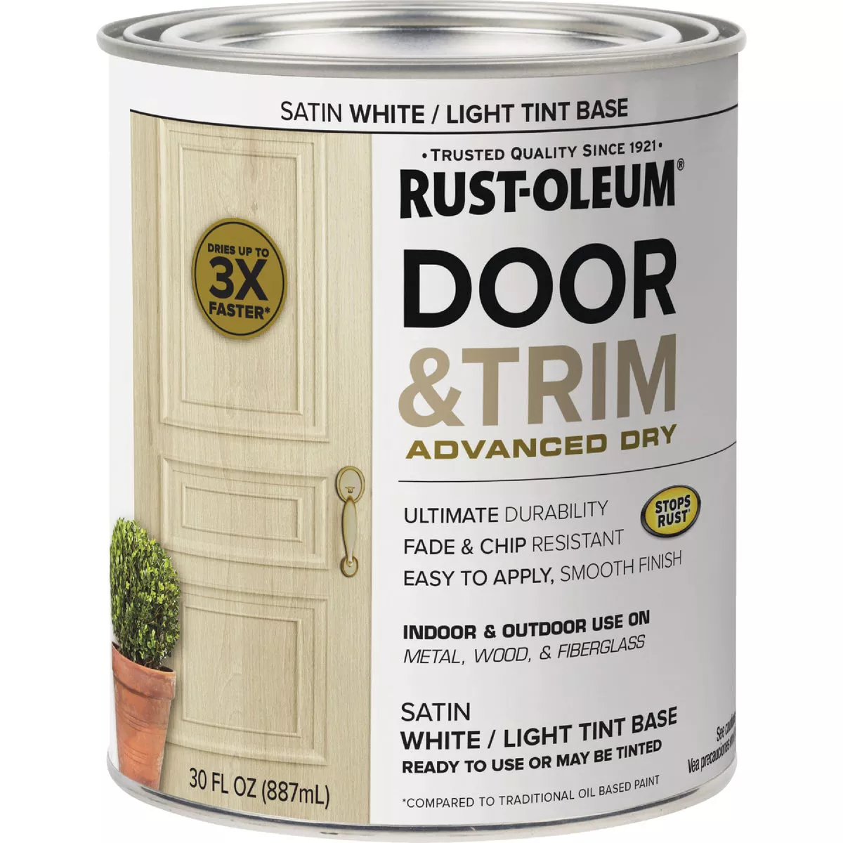 Rust-Oleum Stops Rust 1 Qt. Satin White/Light Tint Base Door and Trim Paint - photo 2