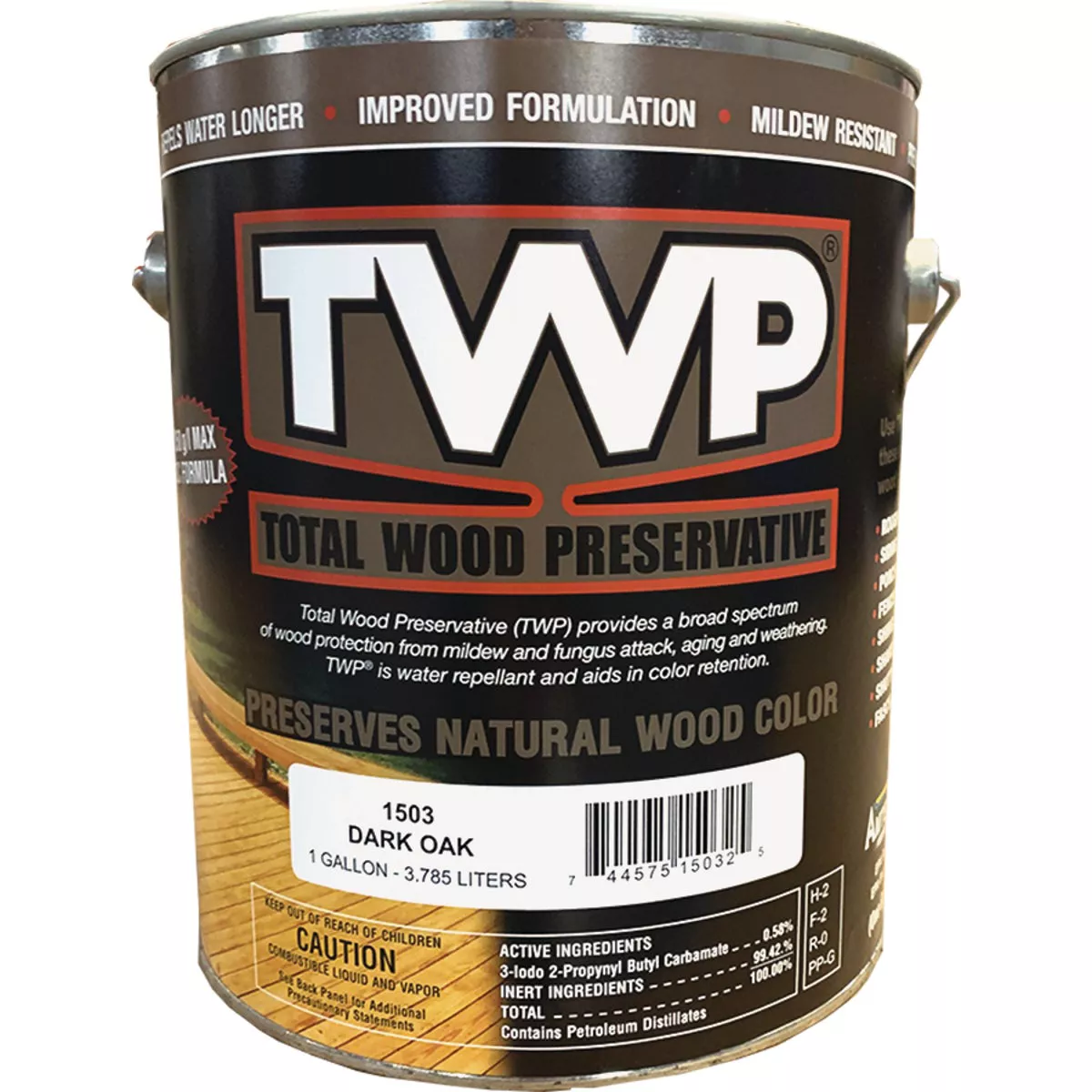 TWP 1500 Series Low VOC Wood Preservative Deck Stain, Dark Oak, 1 Gal.