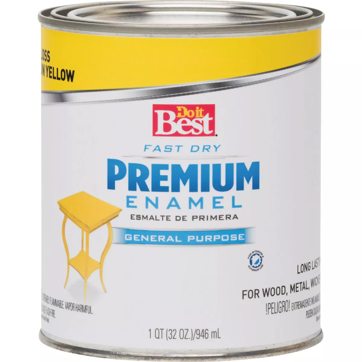 Do it Best Fast Dry Acrylic Latex Gloss Premium Enamel, Sun Yellow, 1 Qt. - photo 2
