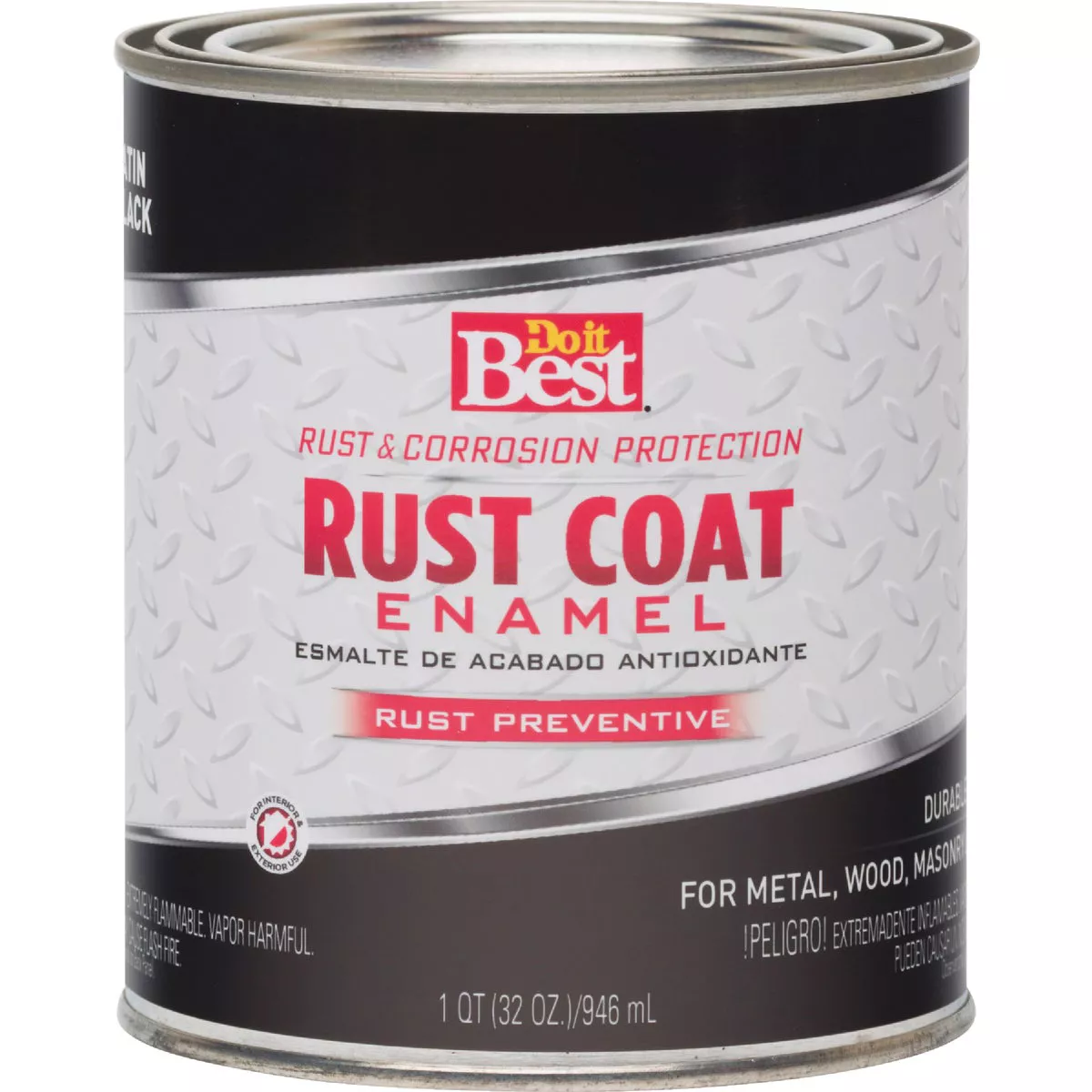 Do it Best Rust Coat Oil-Based Satin Enamel, Black, 1 Qt. - photo 2
