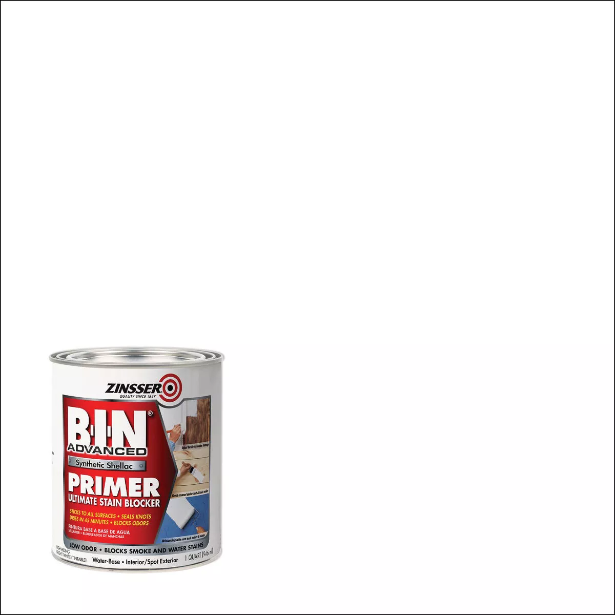 Zinsser B-I-N Advanced Water-Based Interior Primer Ultimate Stain Blocker, White, 1 Qt. - photo 3