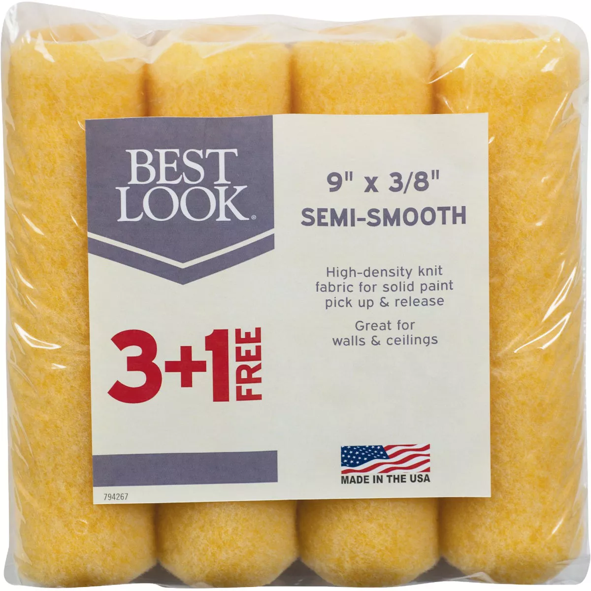 Best Look 9 In. x 3/8 In. Knit Fabric Roller Cover (4-Pack)