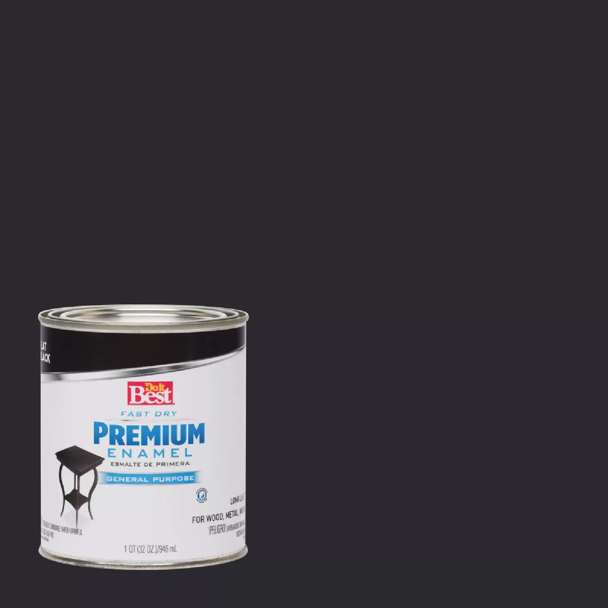 Do it Best Fast Dry Acrylic Latex Flat Premium Enamel, Black, 1 Qt.