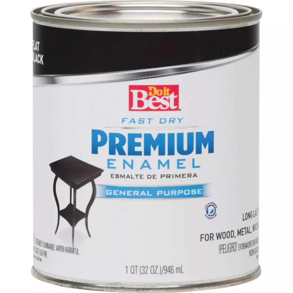 Do it Best Fast Dry Acrylic Latex Flat Premium Enamel, Black, 1 Qt. - photo 2